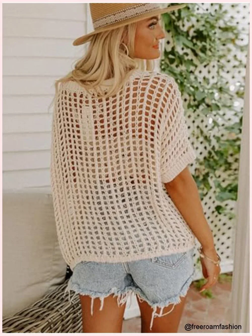 Crochet Off The Shoulder Beach Coverup Oversized Hollow Out Summer Top